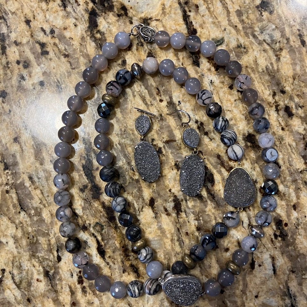 Classic Silpada Ode to Geode Necklace and Glisten Up Earring set.